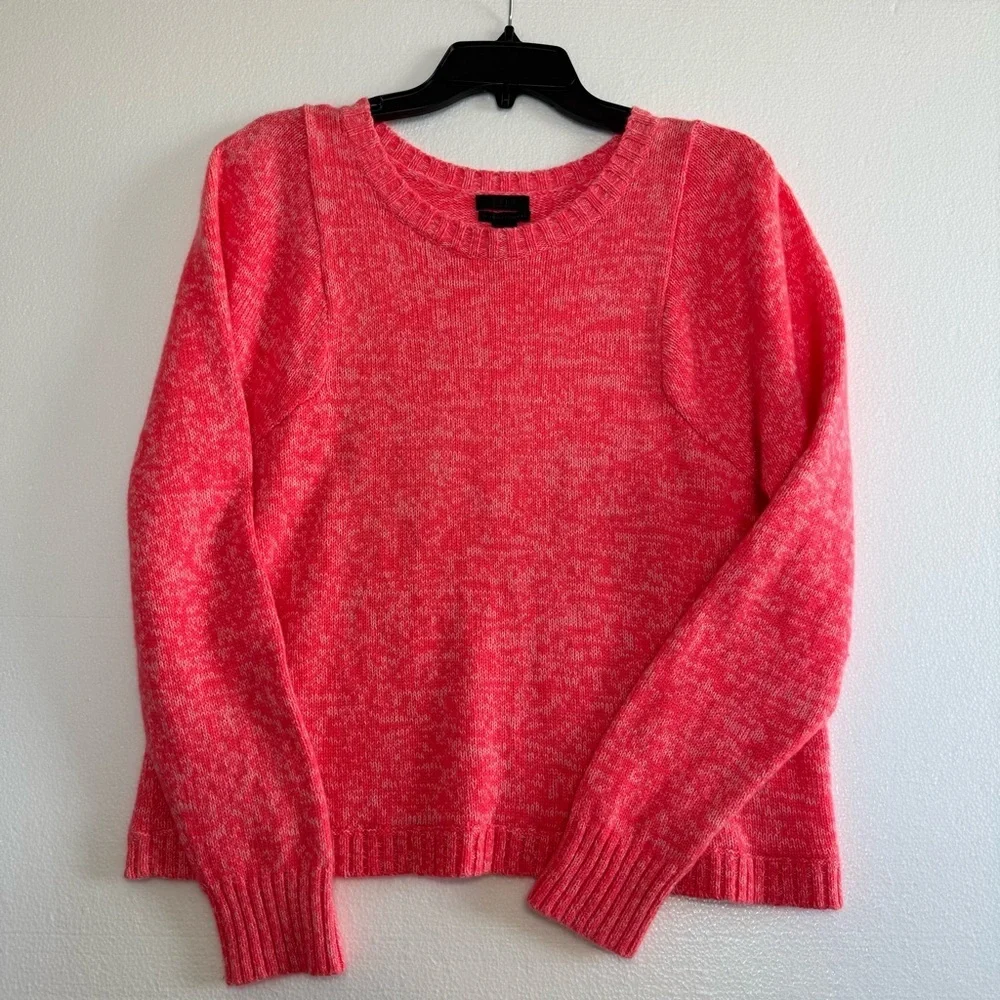 J.Crew Italian Collection 100% Cashmere Crew Neck Sweater Marled Neon Pink Large
